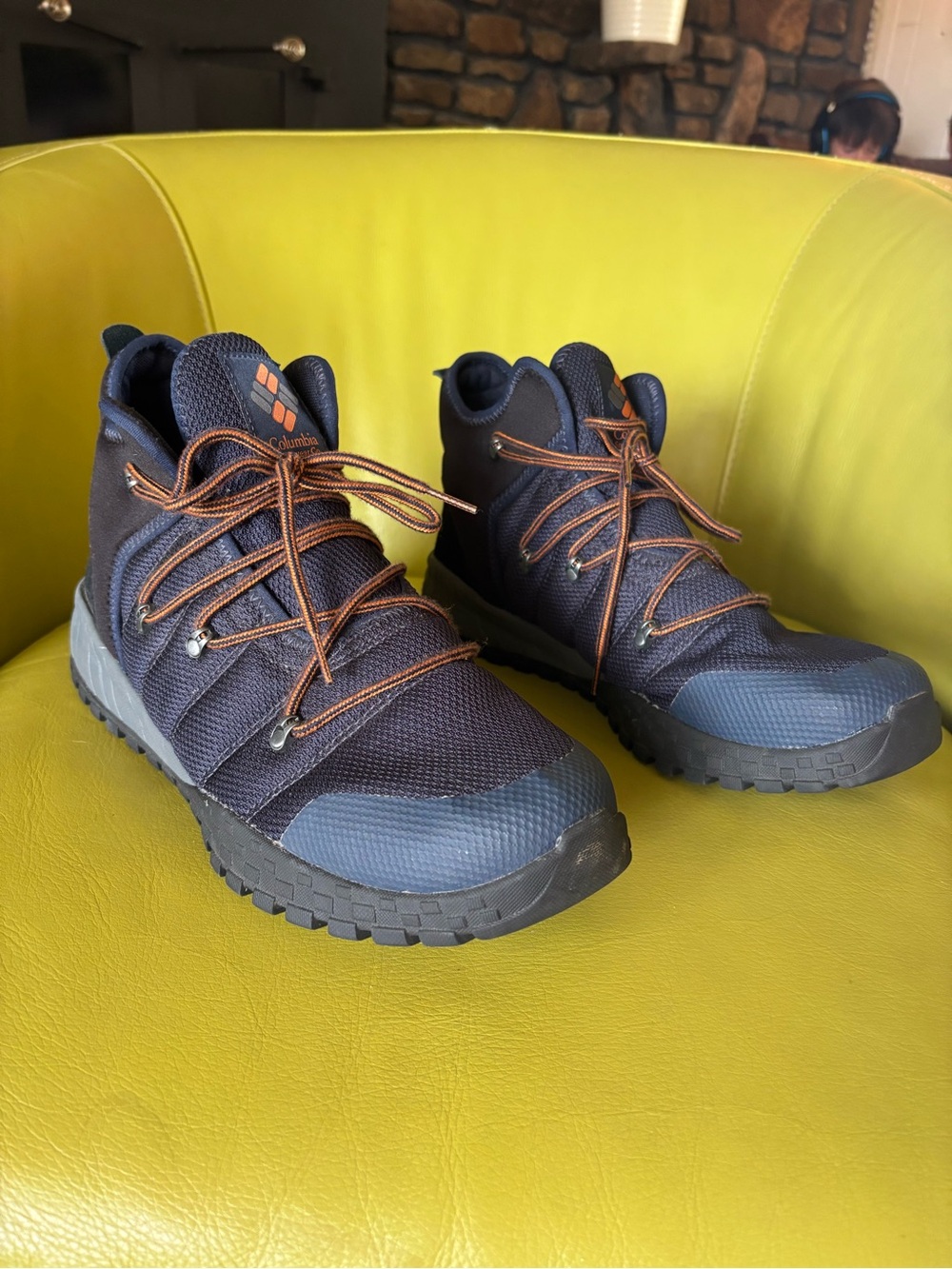 Columbia Waterproof Mid Hiking Boots Navy Orange Men's Size 13 No insoles
